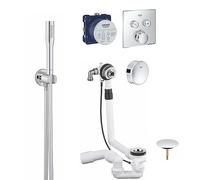 GROHE SmartControl- Juego de instalación Cuadrado para llenado de bañera, Listo para Instalar, Cromo