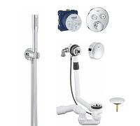 GROHE SmartControl- Juego de instalación Redondo para llenado de bañera, Listo para Instalar, Cromo