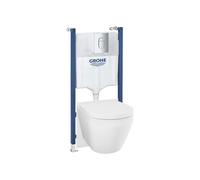 Grohe Solido - Conjunto de instalación empotrada, inodoro Euro Ceramic, asiento SoftClose y botón Arena Cosmopolitan, Triple Vortex, cromo 102517SH00