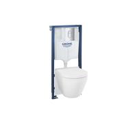 Grohe Solido - Conjunto de instalación empotrada, inodoro Euro Ceramic, asiento SoftClose y pulsador Arena Cosmopolitan, Triple Vortex, cromo 102514SH00