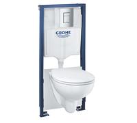Grohe Solido - Conjunto de módulo de instalación empotrado, inodoro Bau Ceramic y asiento softclose, pulsador Skate Cosmopolitan, cromo 39586000