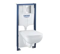 Grohe Solido - Conjunto de módulo de instalación empotrado, inodoro Edge Ceramic y asiento softclose, pulsador de descarga Even, cromo 39817000