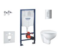 Grohe Solido - Conjunto de módulo de instalación empotrado, inodoro y asiento Bau Ceramic, softclose, pulsador Even, cromo SANI15BB1100
