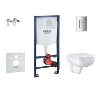 Grohe Solido - Conjunto de módulo de instalación empotrado, inodoro y asiento Start Edge Ceramic, softclose, pulsador de descarga Even, cromo SANI15BB1103