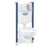 Grohe Solido - Juego de instalación antes de pared, inodoro Bau Ceramic y asiento Slim softclose, pulsador de descarga Sail, cromo/blanco 39900000