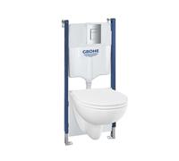 Grohe Solido - Juego de instalación mural, inodoro Bau Ceramic y asiento con cierre suave, botón Even, cromo 112954SH00