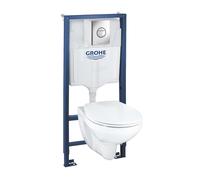 Grohe Solido - Juego para inodoro suspendido + WC y asiento softclose Bau Ceramic, pulsador de descarga Sail, cromo 39499000