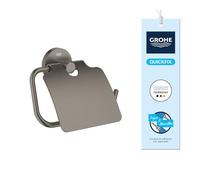 GROHE Start 41179AL0 - Portarrollos de Papel higiénico con Tapa (Metal, fijación Oculta, Tornillos y Tacos), tamaño 167 x 119 mm, Grafito Duro Cepillado Antracita