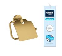 GROHE Start 41179GN0 - Portarrollos de Papel higiénico con Tapa (Metal, Cierre Oculto, Tornillos y Tacos), tamaño 167 x 119 mm, Dorado Cepillado Cool Sunrise