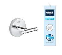 Grohe Start Cosmopolitan QuickFix - Colgador de baño individual, cromo, para pegar (pegamento QuickGlue A1) o atornillar, ref. 41168000