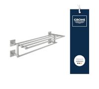 Grohe Start Cube QuickFix - Barra para toallas múltiple, gris mate, para atornillar con QuickScrew, no pegamento, ref. 41099DC0