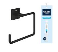 GROHE Start Cube QuickFix Toallero & A1 QuickGlue - Pegamento Quickglue A1 +Toallero de baño de Pared (Metal, fijación Oculta, Incluye Tornillos y Tacos), Negro Mate, 409752430