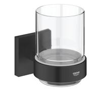 GROHE Vaso para cepillos de dientes QuickFix Start Cube – cristal/negro mate 410972430