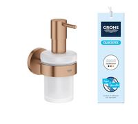 GROHE Start dispensador de jabón con Soporte (Metal y Vidrio, Capacidad de llenado de 160 ml, fijación Oculta, Incluye Tornillos y Tacos), Bronce Atardecer cálido Cepillado, 41195DL0