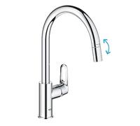 Grohe Start Flow QuickFix - Grifo monomando de cocina extraíble, Caño alto, Cromo, ref. 30569000