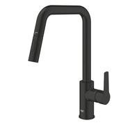 GROHE Start, Grifo cocina 2 chorros (ducha extraíble, 360°, ahorro agua caudal variable, montaje sin herramientas), negro, 306312430