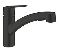 GROHE Grifo de cocina Start 303072431 de pie – ducha extraíble 2 chorros, negro mate