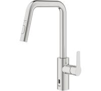 Grohe QuickFix Start - Grifo de fregadero electrónico con ducha extraíble, alimentación por baterías, supersteel 101243DC00