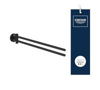 GROHE Start Quickfix, Toallero 2 Brazos giratorios (44 cm de Largo, Giratorio, Superficie Duradera, Incluye Tornillos y Tacos) Negro Mate 411832430
