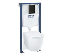 Grohe Start Round - Conjunto de instalación empotrada, inodoro Start Round, asiento Softclose y botón Even, negro mate 103847SH00