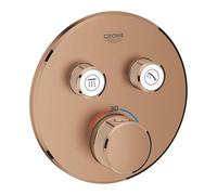 Grohe Termostato grifo empotrado redondo con 2 llaves, sólo parte exterior, serie Grohtherm SmartControl, 15,8 x 2,5 x 15,8 centímetros, color cobre cepillado (Referencia: 29119DL0)
