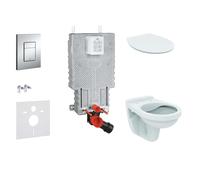 Grohe Uniset - Conjunto de instalación empotrado, inodoro Alpha con asiento, pulsador de descarga Skate Cosmopolitan, cromado 38643SET-KD