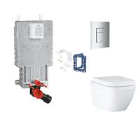 Grohe Uniset - Conjunto de instalación pre-pared, inodoro, asiento SoftClose, botón Skate Cosmopolitan y kit de lanzamiento para tableta, Triple Vortex, cromado SANI15BB2115