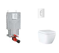 Grohe Uniset - Conjunto de instalación pre-pared, inodoro, asiento SoftClose y botón Arena Cosmopolitan, Triple Vortex, blanco alpino SANI15BB3106