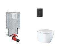 Grohe Uniset - Juego de instalación pre-pared, inodoro, asiento SoftClose y botón Even, Triple Vortex, phantom black SANI15BB5104