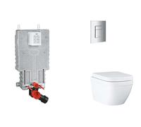 Grohe Uniset - Juego de instalación pre-pared, inodoro, asiento SoftClose y botón Skate Cosmopolitan, Triple Vortex, cromado SANI15BB2104