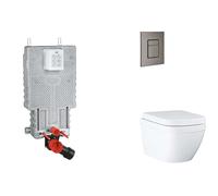 Grohe Uniset - Juego de instalación pre-pared, inodoro, asiento SoftClose y botón Skate Cosmopolitan, Triple Vortex, Hard Graphite cepillado SANI15BB5105