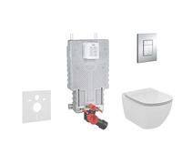 Grohe Uniset - Módulo de instalación empotrada, inodoro y asiento Ideal Standard, pulsador de descarga Skate Cosmo, Aquablade, SoftClose, cromo 38643SET-KU