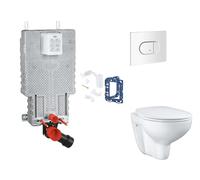 Grohe Uniset - Set de instalación pre-pared, inodoro, asiento SoftClose, botón Arena Cosmopolitan y kit de lanzamiento para tableta, blanco alpino SANI15BB3119