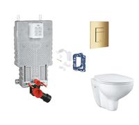 Grohe Uniset - Set de instalación pre-pared, inodoro, asiento SoftClose, botón Skate Cosmopolitan y kit de lanzamiento para tableta, Cool Sunrise SANI15BB4122