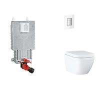 Grohe Uniset - Set de instalación pre-pared, inodoro, asiento SoftClose y Skate Cosmopolitan, Triple Vortex, botón Moon White SANI15BB3107