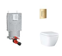 Grohe Uniset - Set de instalación pre-pared, inodoro, asiento SoftClose y Skate Cosmopolitan, Triple Vortex, botón Cool Sunrise SANI15BB4107