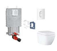 Grohe Uniset - Set de montaje pre-pared, inodoro, asiento SoftClose, botón Arena Cosmopolitan y kit de lanzamiento para tableta, Triple Vortex, blanco alpino SANI15BB3121