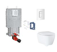Grohe Uniset - Set de montaje pre-pared, inodoro, asiento SoftClose, botón Skate Cosmopolitan y kit de lanzamiento para tableta, blanco alpino SANI15BB3126