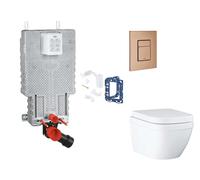 Grohe Uniset - Set de montaje pre-pared, inodoro, asiento SoftClose, botón Skate Cosmopolitan y kit de lanzamiento para tableta, Triple Vortex, cepillado Warm Sunset SANI15BB4126