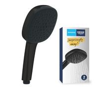GROHE Vitalio Comfort 110 QuickFix Alcachofa de ducha baja presión (cuadrada 11cm, 2 chorros: Rain y Jet, antical, silicona, universal) Negro Mate 269272434