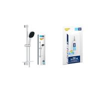 GROHE Vitalio Comfort 110+QuickGlue S - Set de ducha (Ducha de mano cuadrada de 11 cm, 2 chorros, flexo 1,75m, Barra 60cm con plato, Sistema antical),Fácil de Instalar, Cromo, 26929001