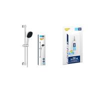 GROHE Vitalio Comfort 110 + QuickGlue S - Set de ducha (Ducha de mano cuadrada de 11cm, 3 rociadores, Manguera de ducha 1,75m, Barra de ducha 60cm, Water Saving), fácil de instalar, Cromo, 26096001