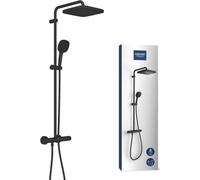 GROHE Vitalio Comfort 250, columna de ducha con termostato, color mate, cabezal de ducha de 25 cm, ducha de mano de 11 cm, manguera de 1,75 m, función de ahorro de agua
