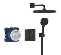Grohe Vitalio Comfort conjunto de ducha empotrado con termostato con rociador con efecto lluvia negro 348822430