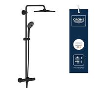 GROHE Vitalio Joy XXL 310 - Sistema de ducha con termostato CoolTouch (Cabezal 31cm, Brazo giratorio, Teleducha 3 chorros 11cm, Boquillas antical, Ahorro de agua), Negro Mate, 264002431