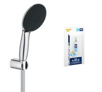 GROHE Vitalio Start 110 + QuickGlue S - Set de ducha (Ducha de mano redonda 11cm, 2 chorros, Sistema antical, Manguera de 1,75m, Soporte de pared, Water Saving, fácil de instalar) Cromo 27950001