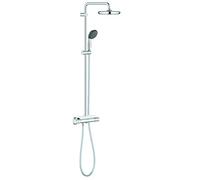 GROHE Vitalio Start 210- Sistema ducha termostática con bandeja (ducha mural 21 cm, teleducha 10 cm con 2 chorros y flexo 1.75 m), tecnología Water Saving (menos consumo de agua), cromado, 26814001