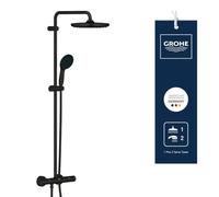 GROHE Conjunto de ducha termostático Vitalio Start System, rociador 25 cm efecto lluvia, negro mate