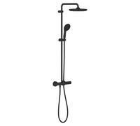 GROHE Conjunto de ducha termostático Vitalio Start System, rociador 25 cm efecto lluvia, negro mate