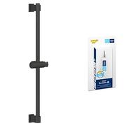 GROHE Vitalio Universal QuickFix + QuickGlue S - Barra de ducha 60cm con soportes de pared ajustables (con tornillos y tacos), fácil de colocar, negro mate 277242431
